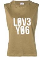 Red Valentino Encrypted Love Notes Print Tank Top - Green