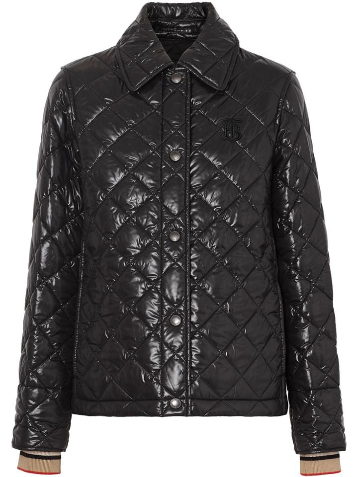 Burberry Monogram Motif Diamond Quilted Jacket - Black