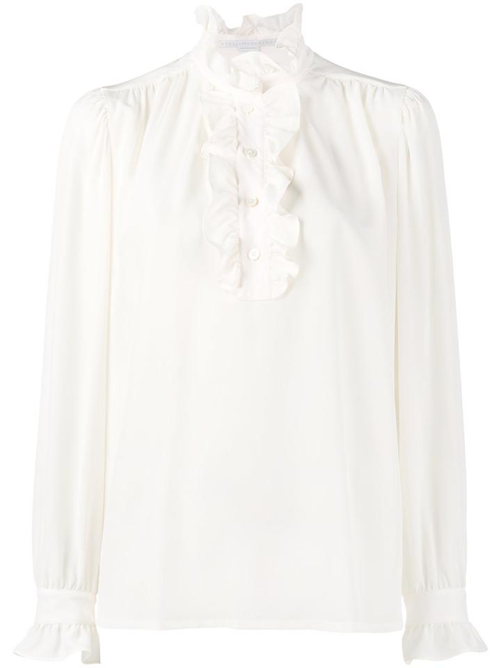 Stella Mccartney - High Neck Silk Ruffle Blouse - Women - Silk - 38, Nude/neutrals, Silk
