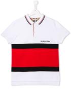 Burberry Kids Teen Colour Block Polo Shirt - White