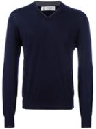 Brunello Cucinelli V-neck Jumper, Men's, Size: 56, Blue, Cashmere/wool