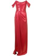 Marchesa Notte Long Strapless Dress - Red