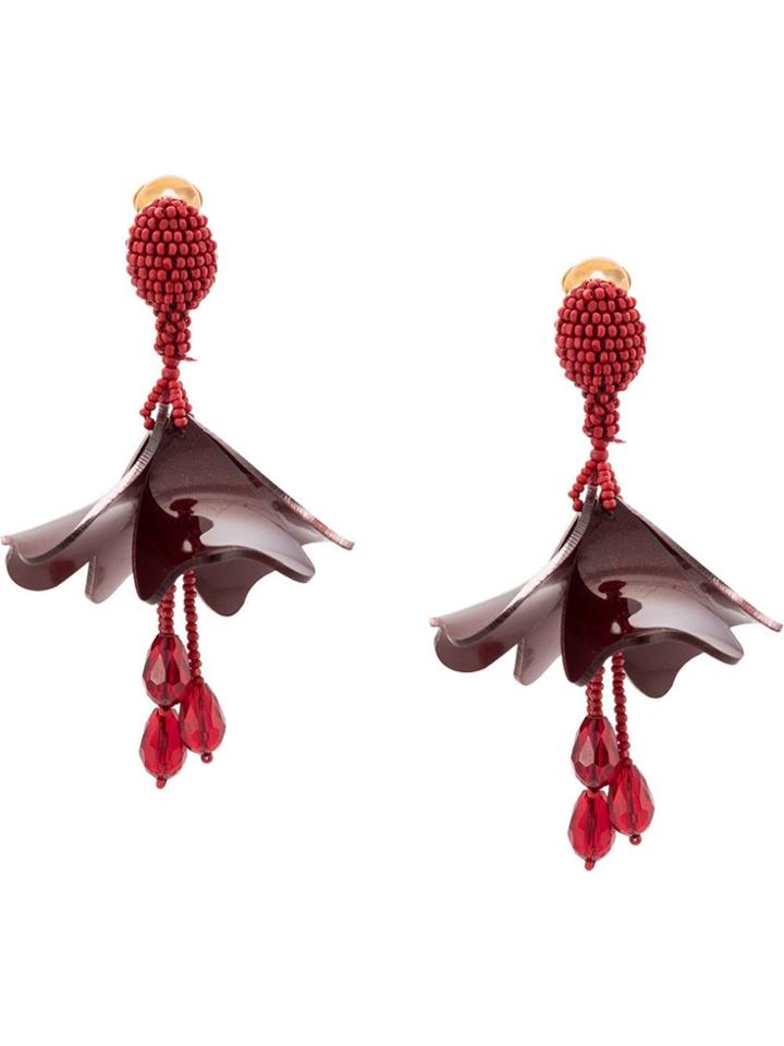 Oscar De La Renta Impatiens Earrings - Red