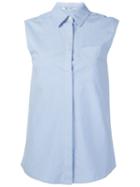 T By Alexander Wang Wrap Back Sleeveless Shirt, Women's, Size: 0, Blue, Cotton/spandex/elastane