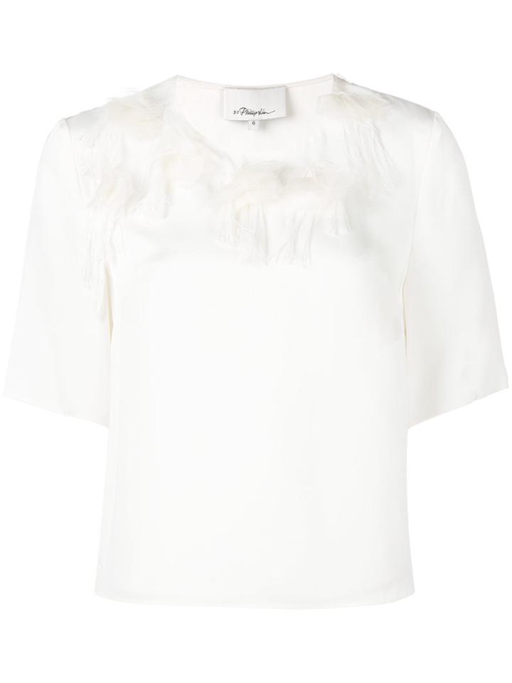 3.1 Phillip Lim - Peony Embroidered T-shirt - Women - Silk - 4, White, Silk