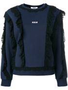 Msgm Lace Trim Logo Sweatshirt - Blue