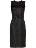 Prada Ruffle Detail Belted Dress - Black