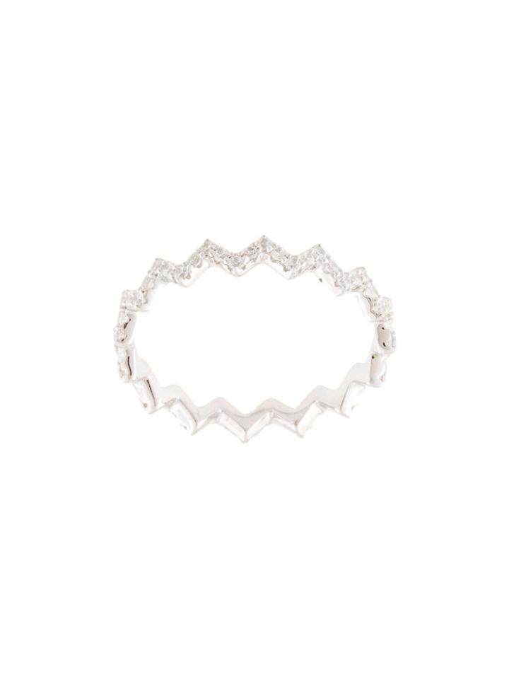 Apm Monaco Zigzag Embellished Ring - Silver