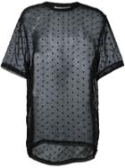 Givenchy Star Embroidered Sheer T-shirt, Women's, Size: 38, Black, Silk/viscose