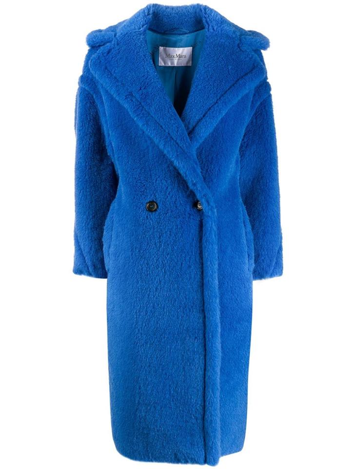 Max Mara Faux Fur Mid-length Coat - Blue
