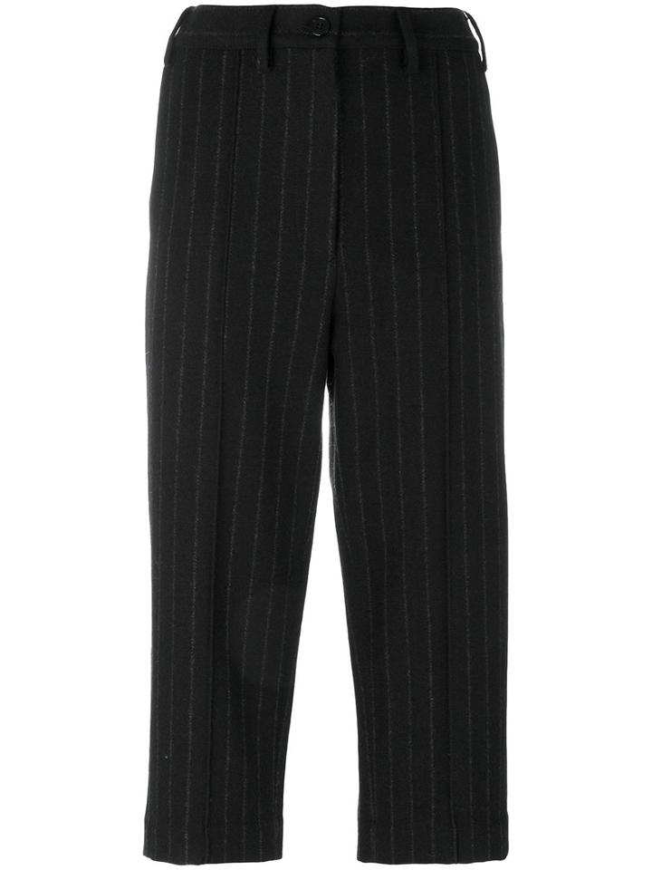 Mm6 Maison Margiela - Pinstripe Cropped Trousers - Women - Polyester/wool - 44, Black, Polyester/wool