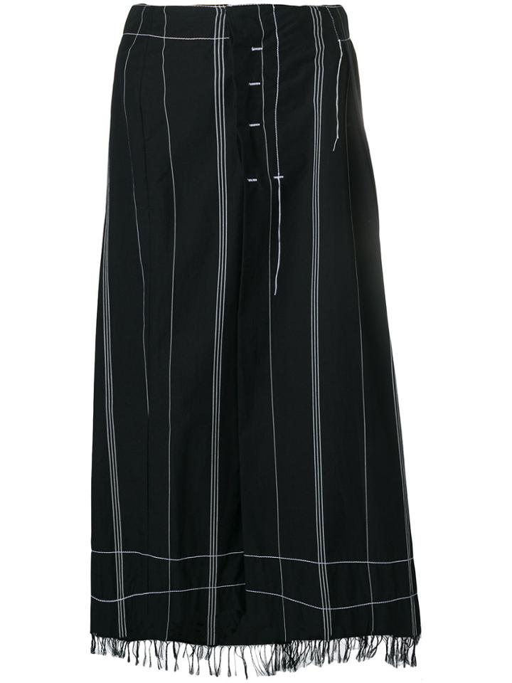 Masnada Contrast-trim Flared Midi Skirt - Black