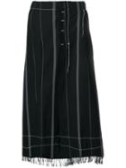 Masnada Contrast-trim Flared Midi Skirt - Black