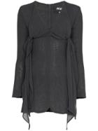 Jacquemus V-neck Tie Detail Virgin Wool Blend Mini Dress - Black