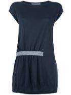 Fabiana Filippi Waist Strap Trim Long T-shirt, Women's, Size: 40, Blue, Linen/flax/spandex/elastane/cotton