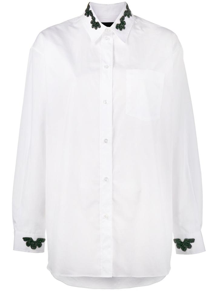Simone Rocha Shirt With Beaded Collar And Cuffs - White