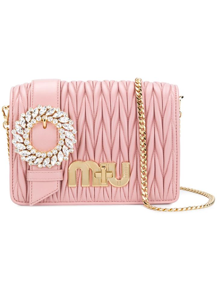 Miu Miu Miu Crystal Shoulder Bag - Pink & Purple