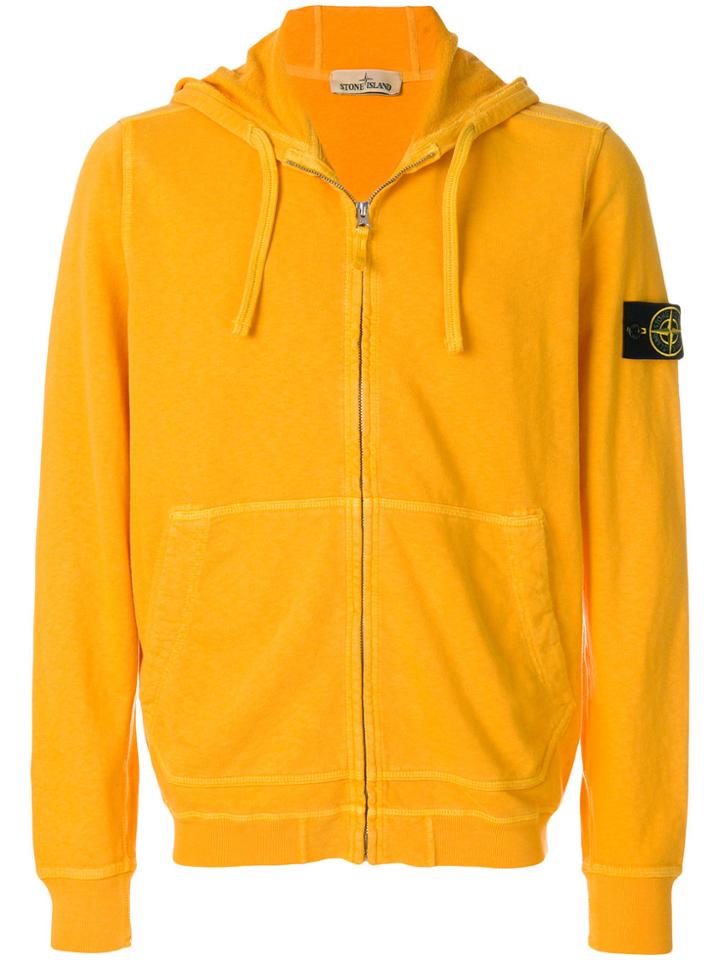 Stone Island Zip Front Hoodie - Yellow & Orange