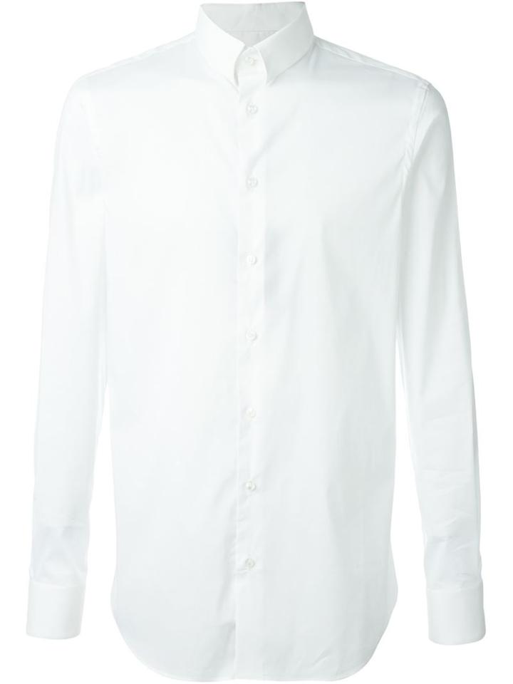 Giorgio Armani Classic Shirt, Men's, Size: 42, White, Cotton/polyamide/spandex/elastane