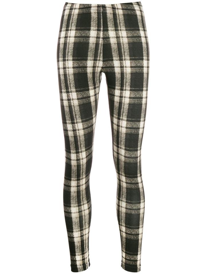 R13 Knit Effect Tartan Print Leggings - White