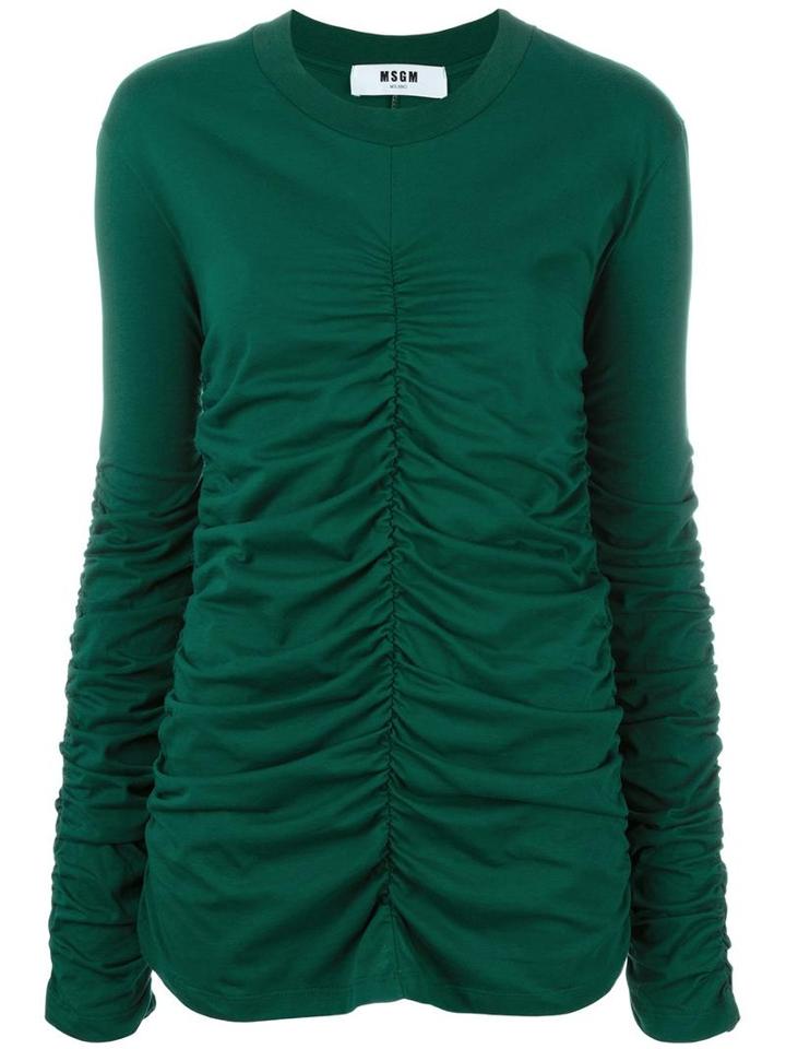 Msgm Ruched Sweater, Women's, Size: Small, Green, Cotton