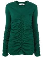 Msgm Ruched Sweater, Women's, Size: Small, Green, Cotton