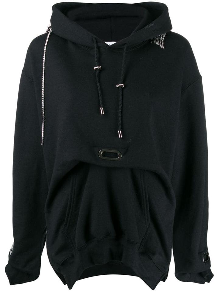 Collina Strada Asymmetric Chain Detail Hoodie - Black