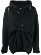 Collina Strada Asymmetric Chain Detail Hoodie - Black