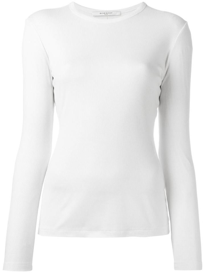 Givenchy Ribbed Long Sleeve T-shirt, Women's, Size: Xs, White, Modal/wool