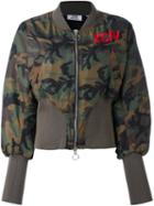 Gcds Camouflage Bomber Jacket, Women's, Size: Xs, Green, Polyamide/polyester