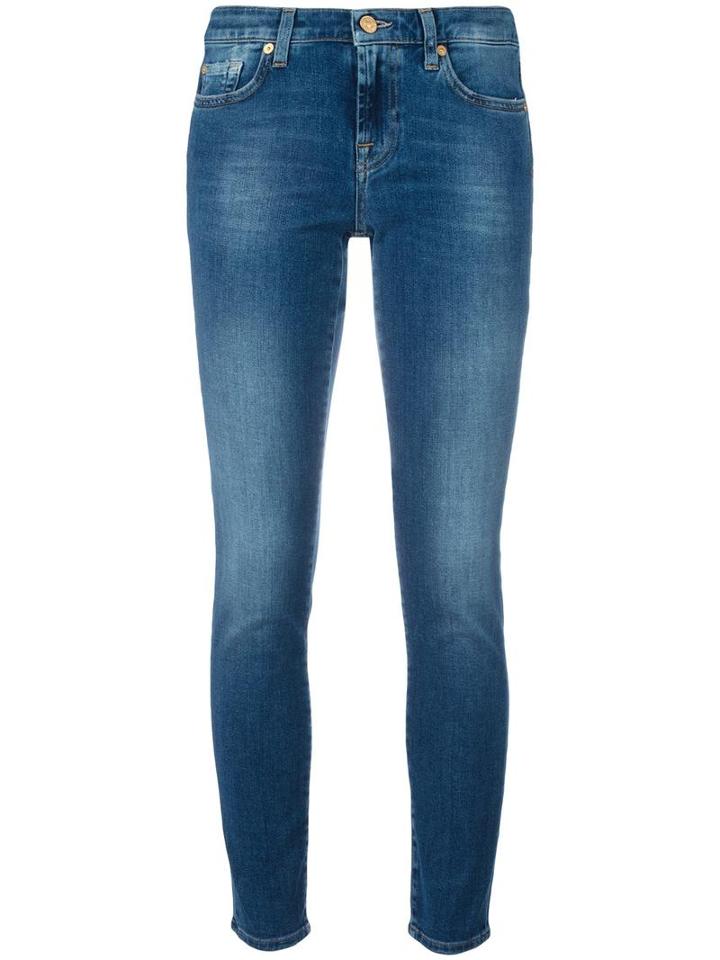 7 For All Mankind Skinny Jeans, Women's, Size: 27, Blue, Cotton/polyester/spandex/elastane