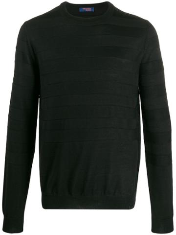 Trussardi Jeans Striped Relaxed-fit Jumper - Black