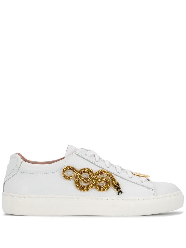 Escada Embellished Snake Trainers - White