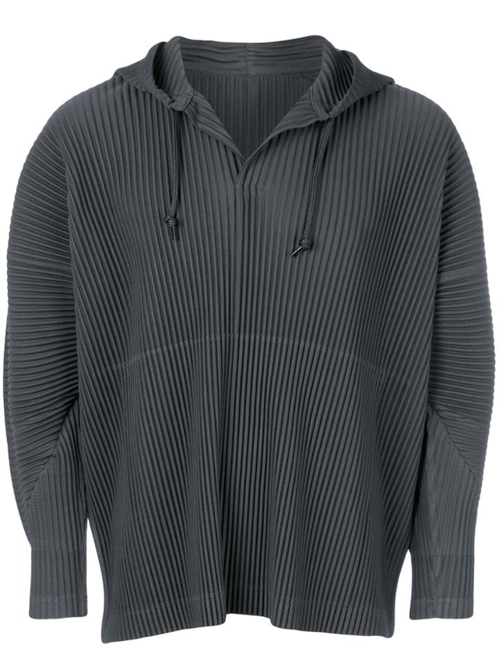 Issey Miyake Men Pleated Hoodie - Grey