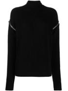 Msgm Turtleneck Zipped Jumper - Black