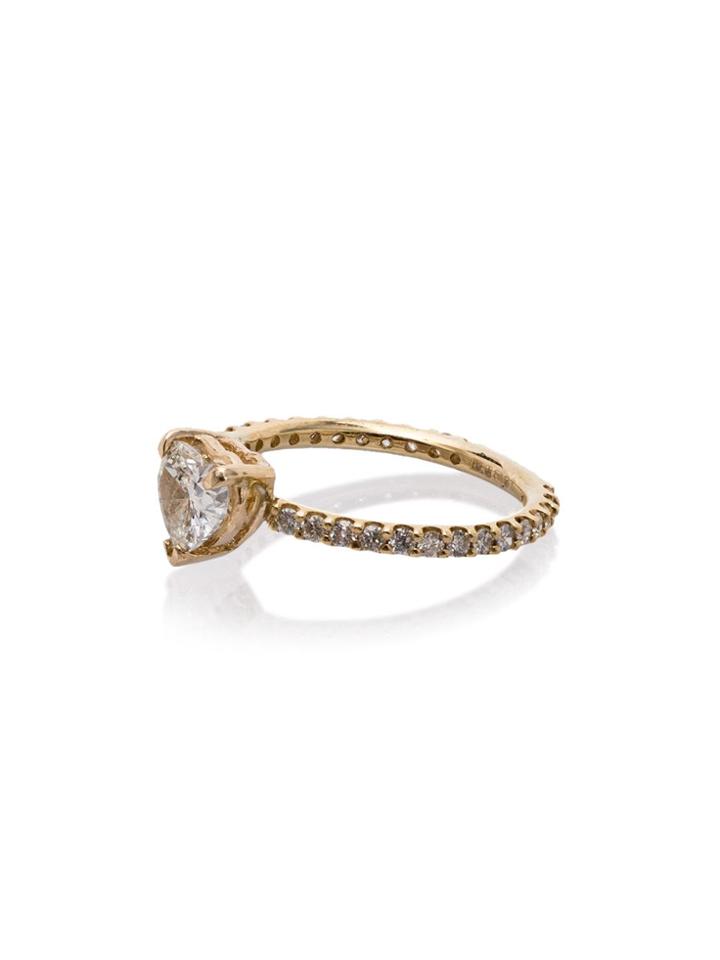 Shay 18kt Yellow Gold Solitaire Diamond Heart Ring - Metallic