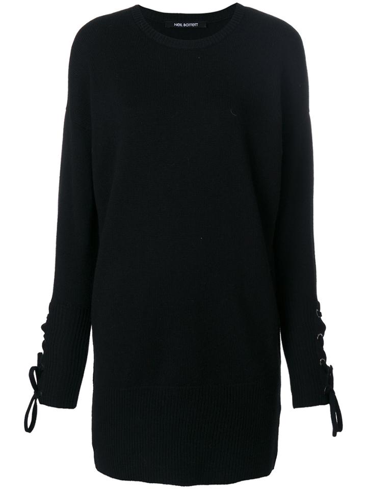 Neil Barrett Lace Up Cuffs Knit Dress - Black