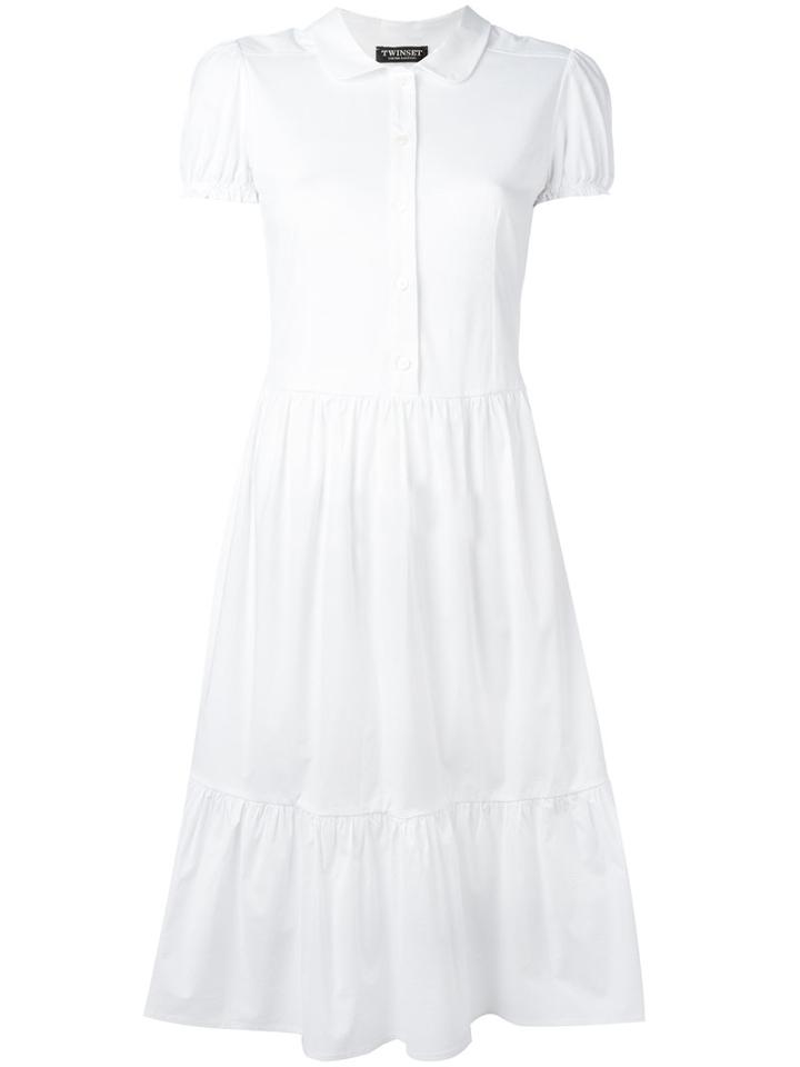 Twin-set Polo-style Dress, Women's, Size: 44, White, Cotton/spandex/elastane