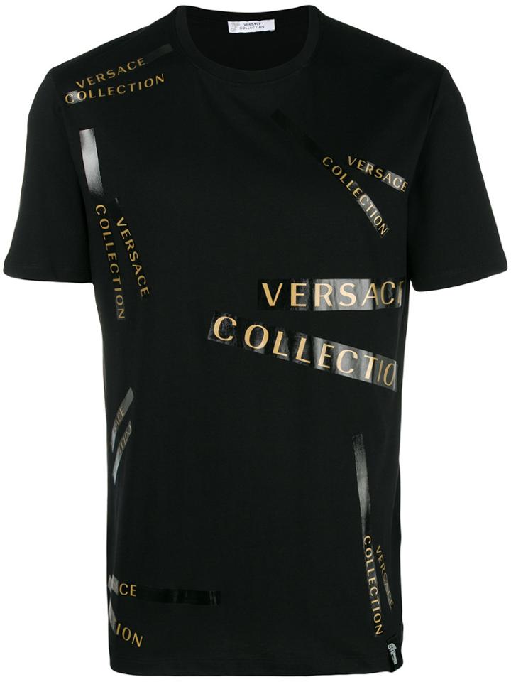 Versace Collection Logo Stripe T-shirt - Black