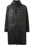 Longjourney Distressed Paneled Hooded Coat, Men's, Size: Xl, Black, Leather/polyamide