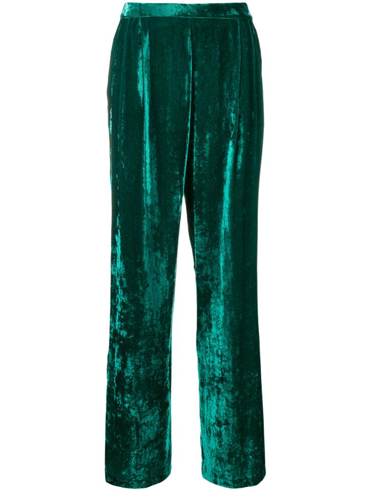 Erika Cavallini Wide-leg Velvet Trousers - Green