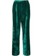 Erika Cavallini Wide-leg Velvet Trousers - Green