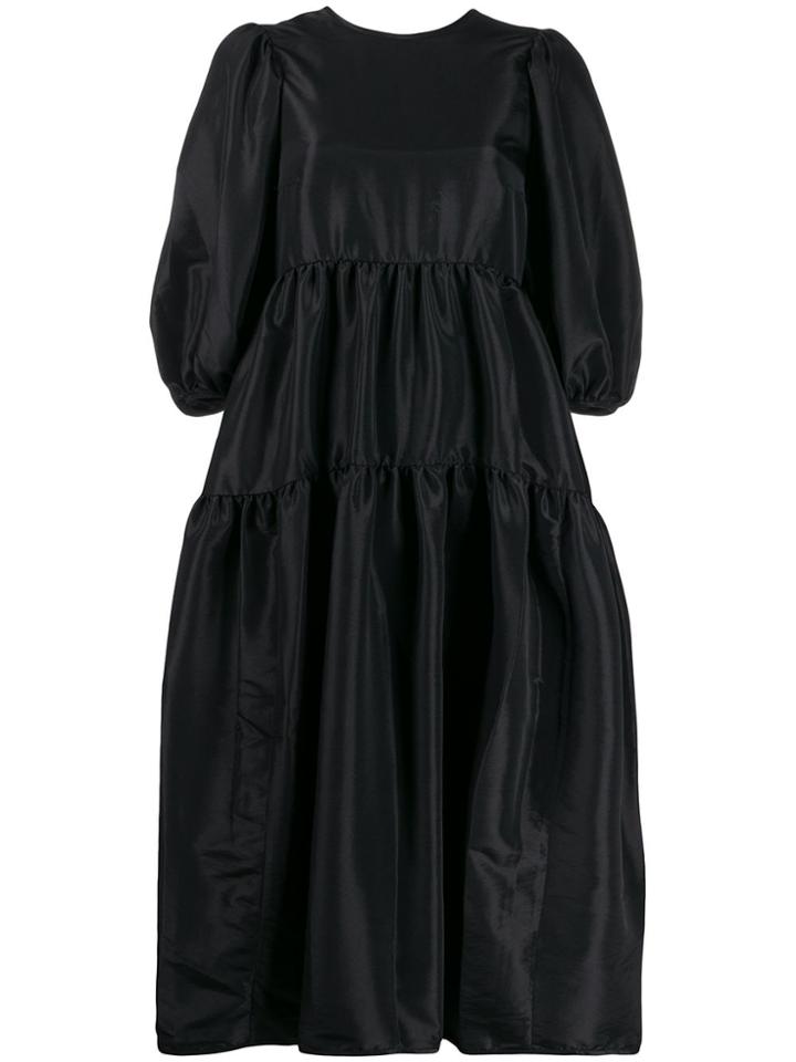 Cecilie Bahnsen Open Back Silk Dress - Black