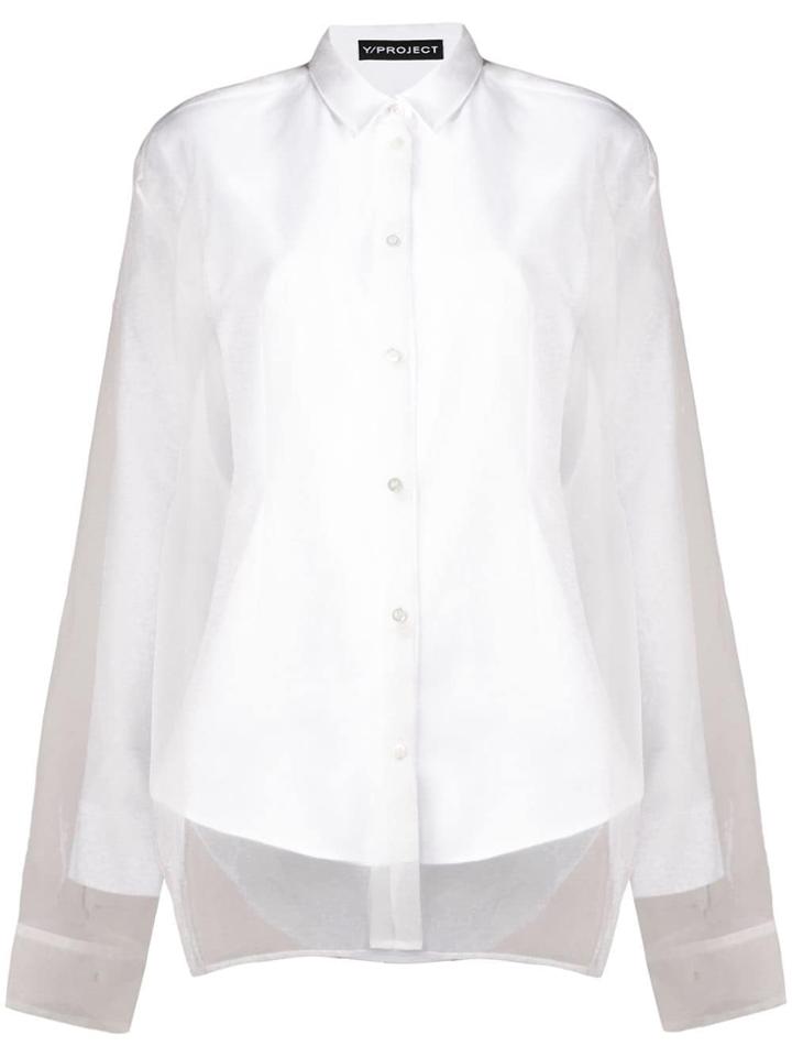 Y / Project Tulle Overlay Classic Shirt - White