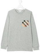 Burberry Kids - Check Pocket Sweatshirt - Kids - Cotton - 14 Yrs, Grey