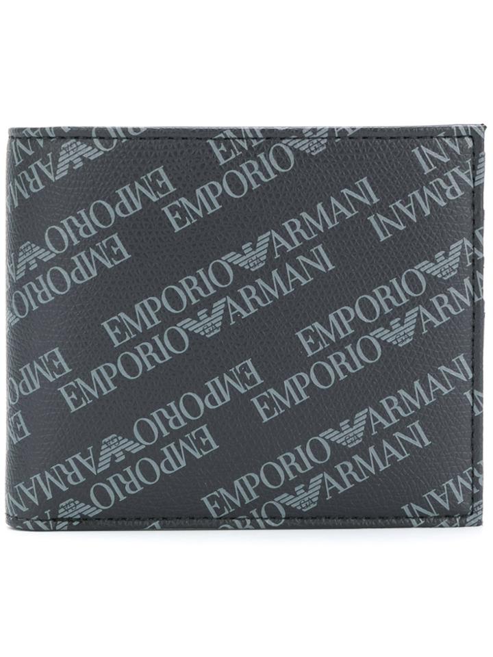Emporio Armani Logo Printed Bi-fold Wallet - Black
