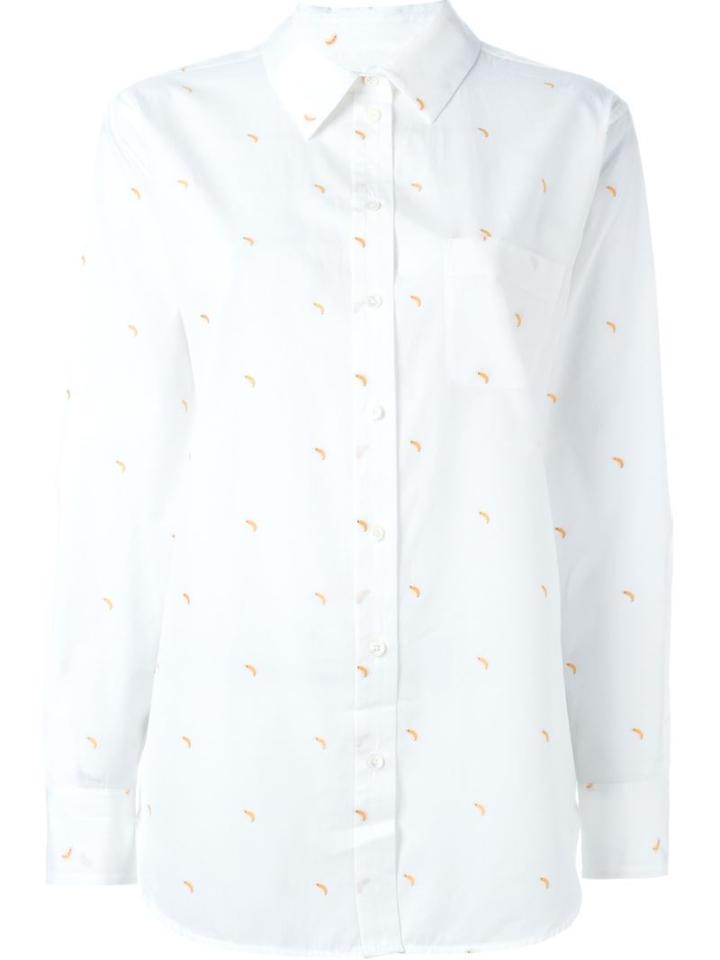 Equipment Banana Print Shirt, Women's, Size: M, White, Cotton