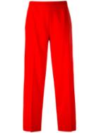 Piazza Sempione - Cropped Trousers - Women - Spandex/elastane/virgin Wool - 40, Red, Spandex/elastane/virgin Wool