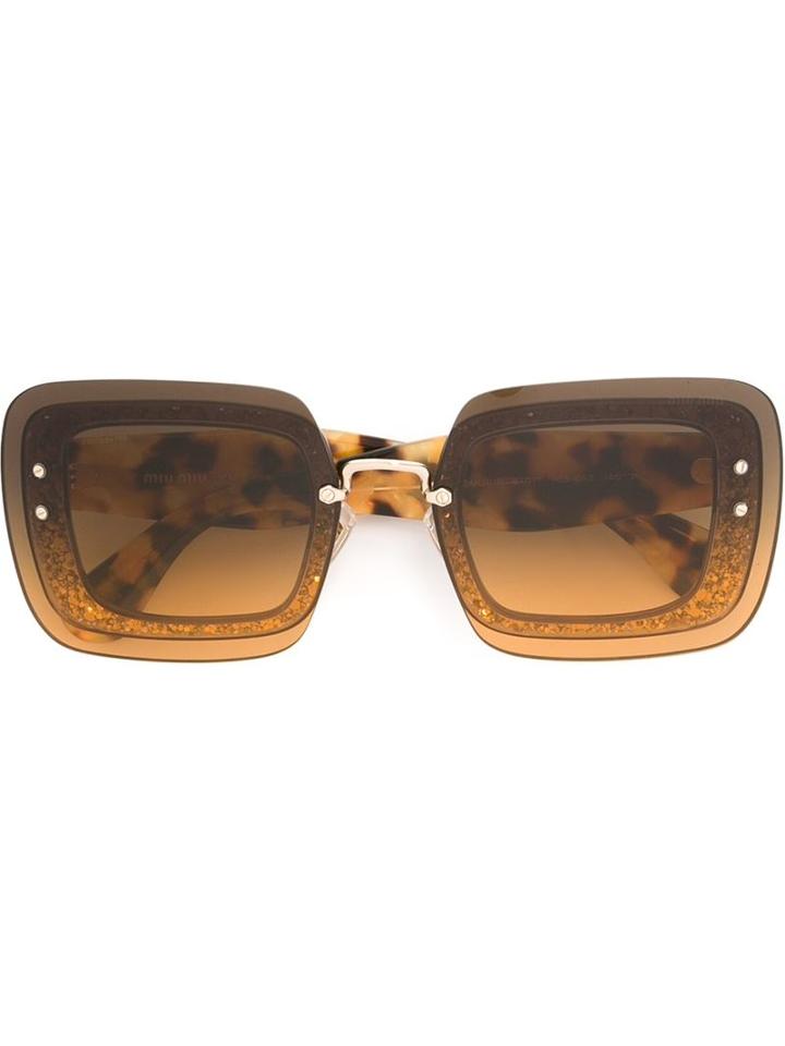 Miu Miu Tortoise Square Frame Sunglasses