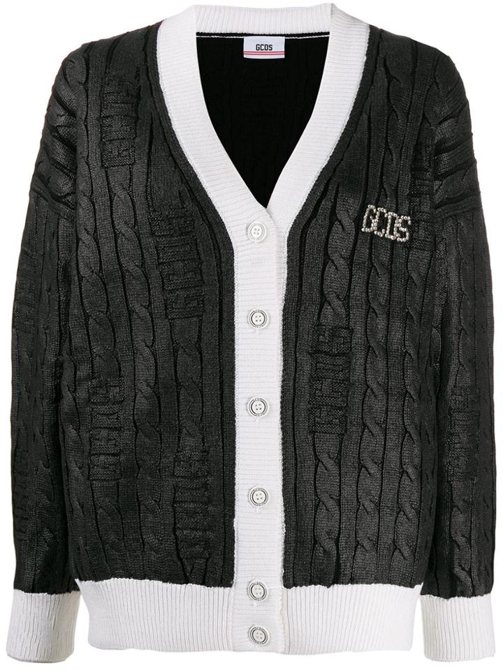 Gcds Metallic Cable Knit Cardigan - Black